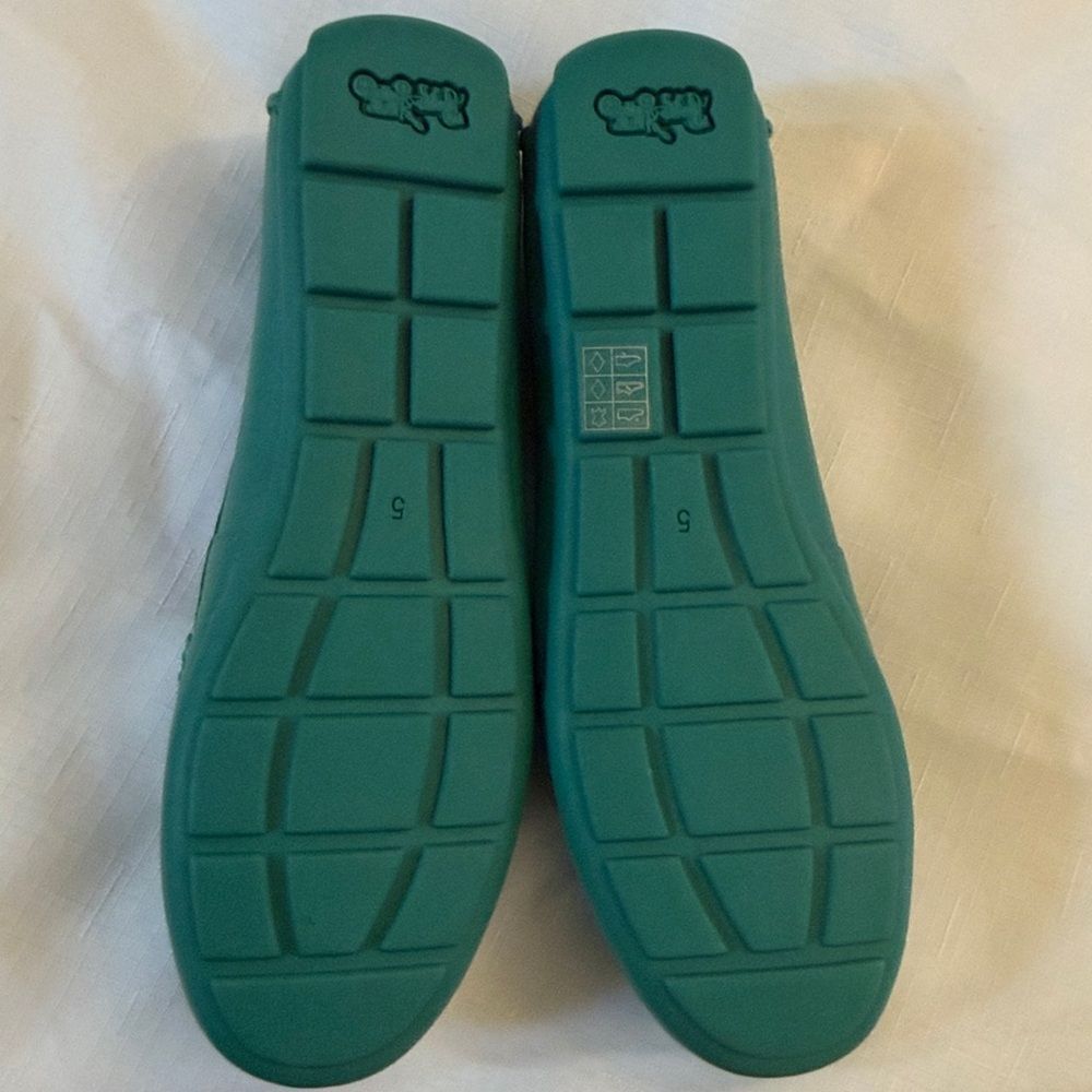 Coach Women's Teal Leather Loafers - Picture 6 of 10
